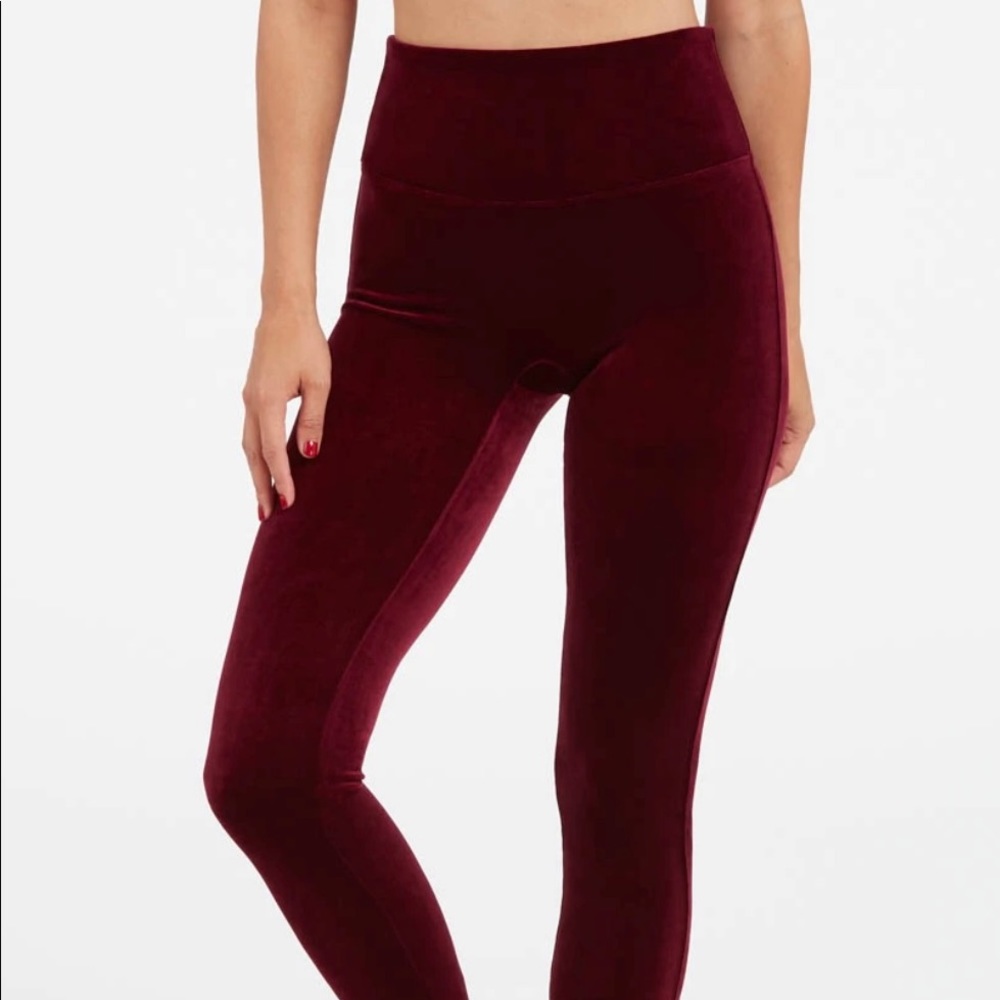 Spanx Velvet Leggings, size Large, Rich Burgandy